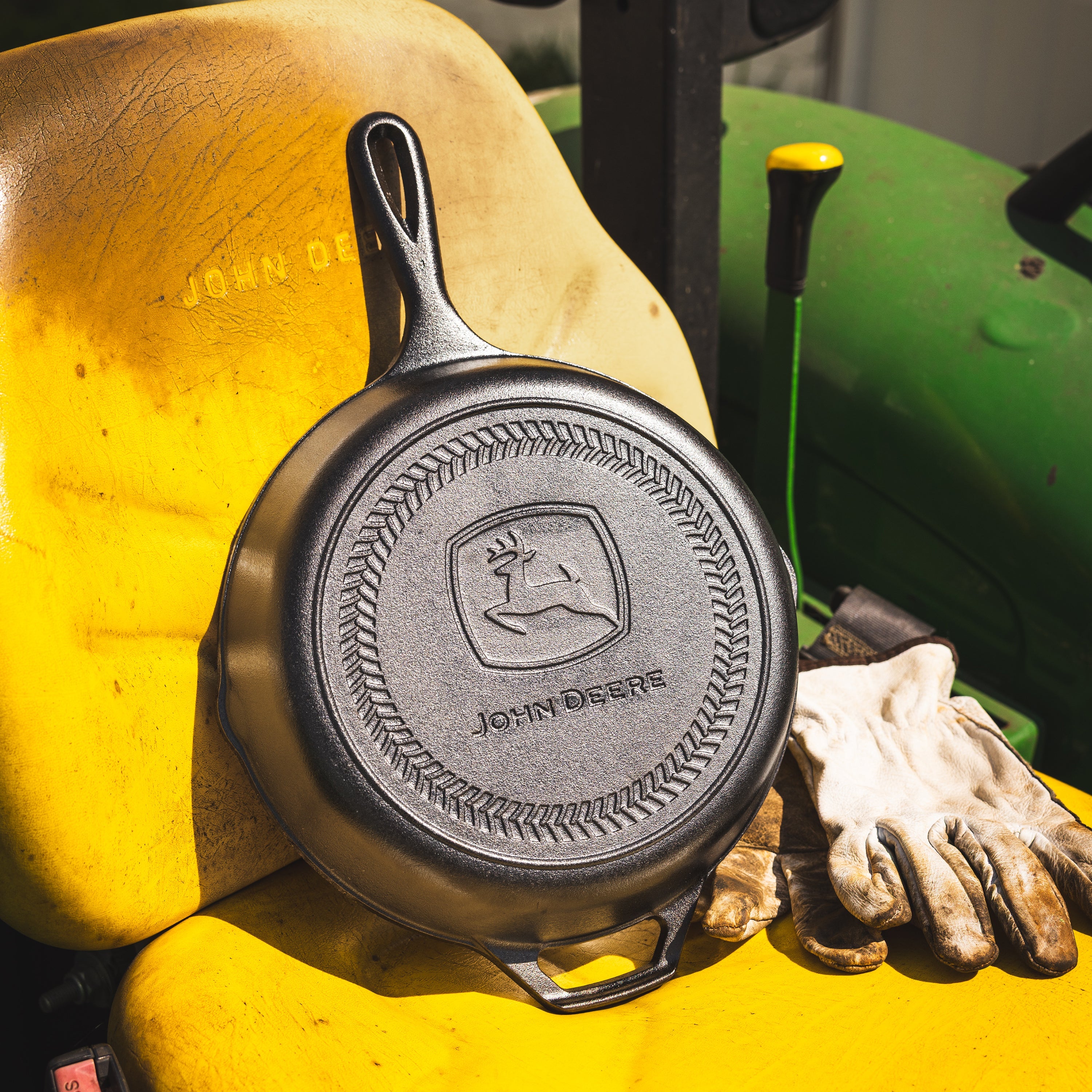 10.25 Inch Seasoned Cast Iron Skillet John Deere Logo