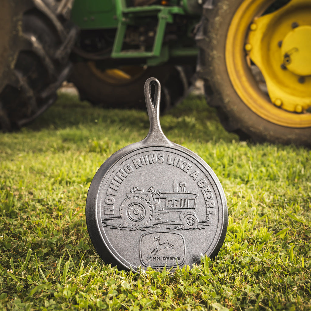 10.5 Inch Seasoned Cast Iron Griddle John Deere Tractor