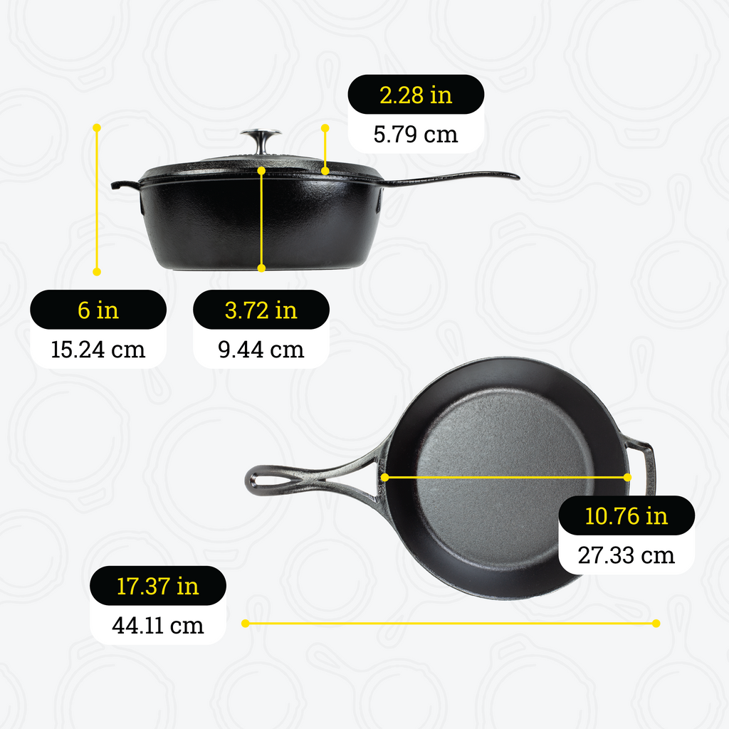 Blacklock 4 Quart Lightweight Cast Iron Deep Skillet With Lid