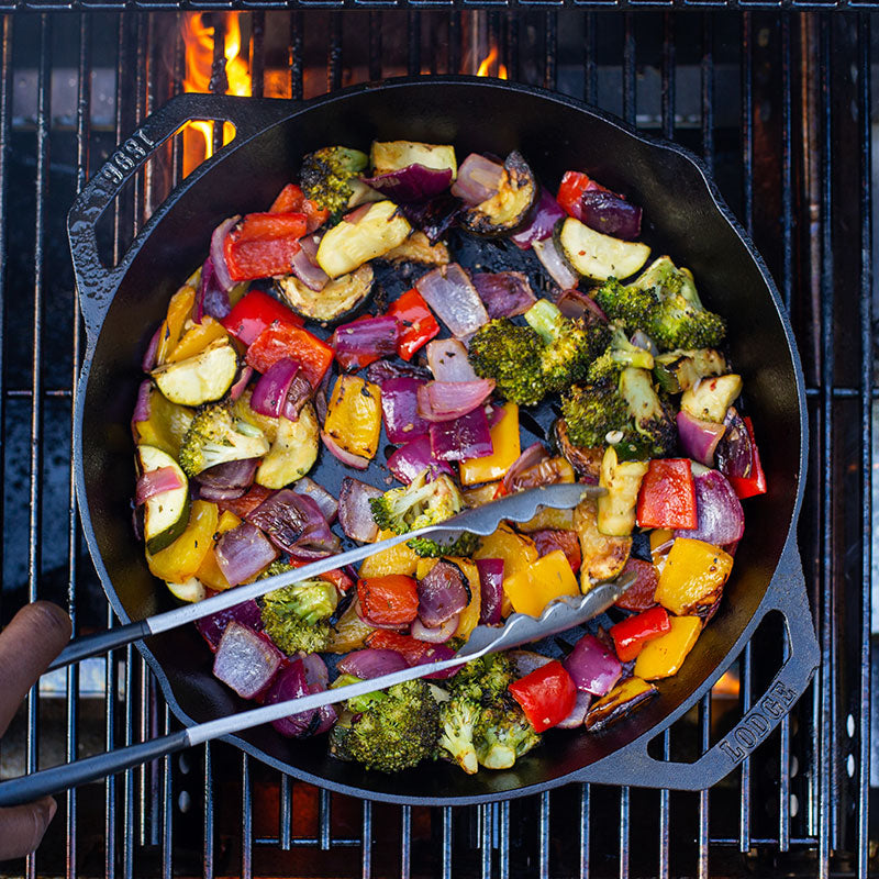 12 Inch Seasoned Cast Iron Dual Handle Grilling Basket