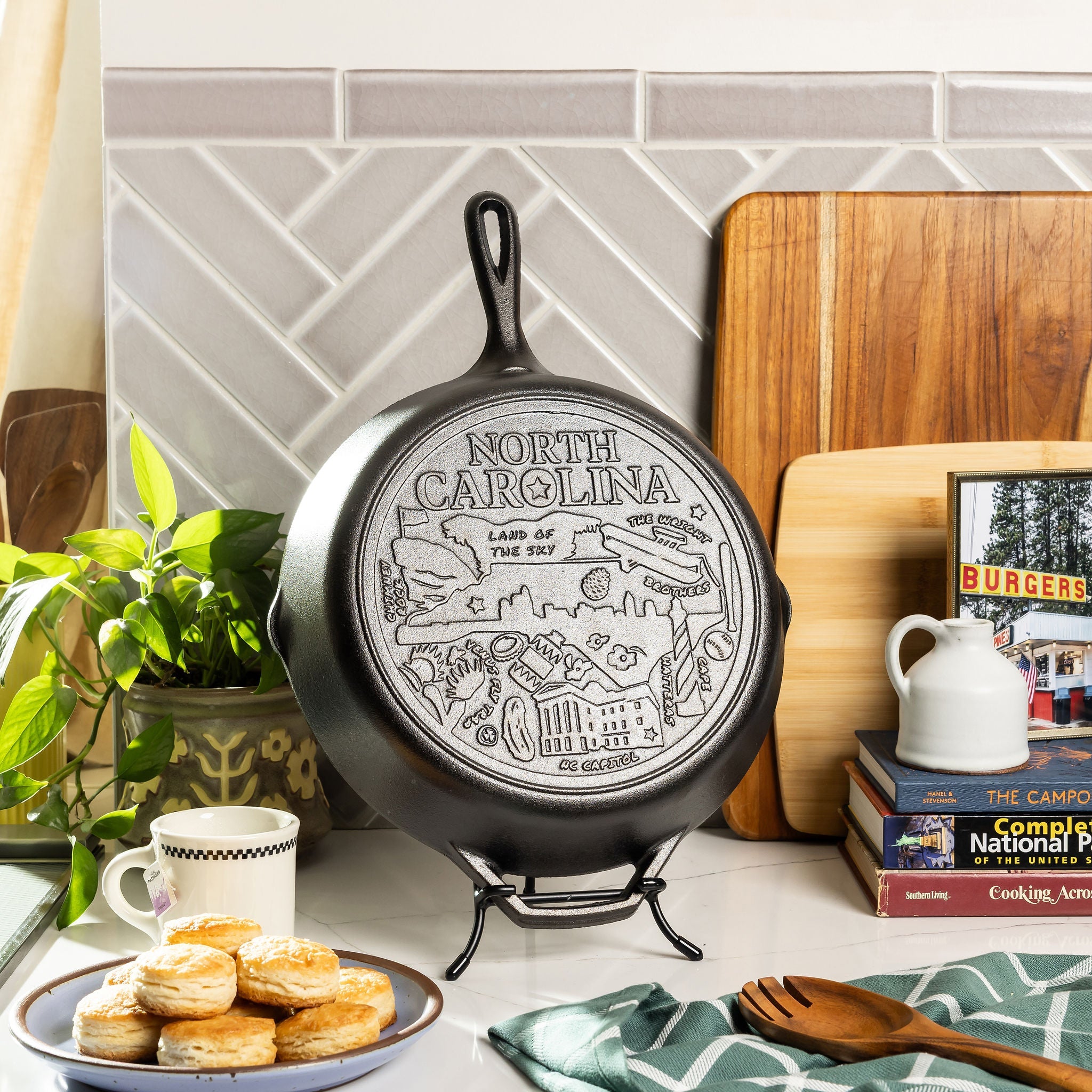 American Road Trip: 12 Inch Seasoned Cast Iron Skillet North Carolina