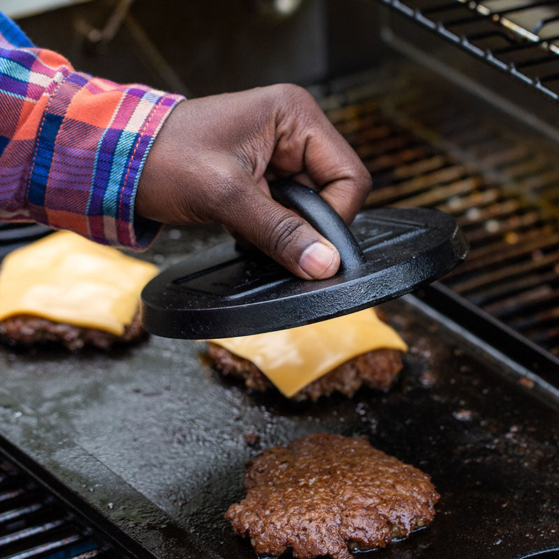 6.25 Inch Seasoned Cast Iron Burger Press