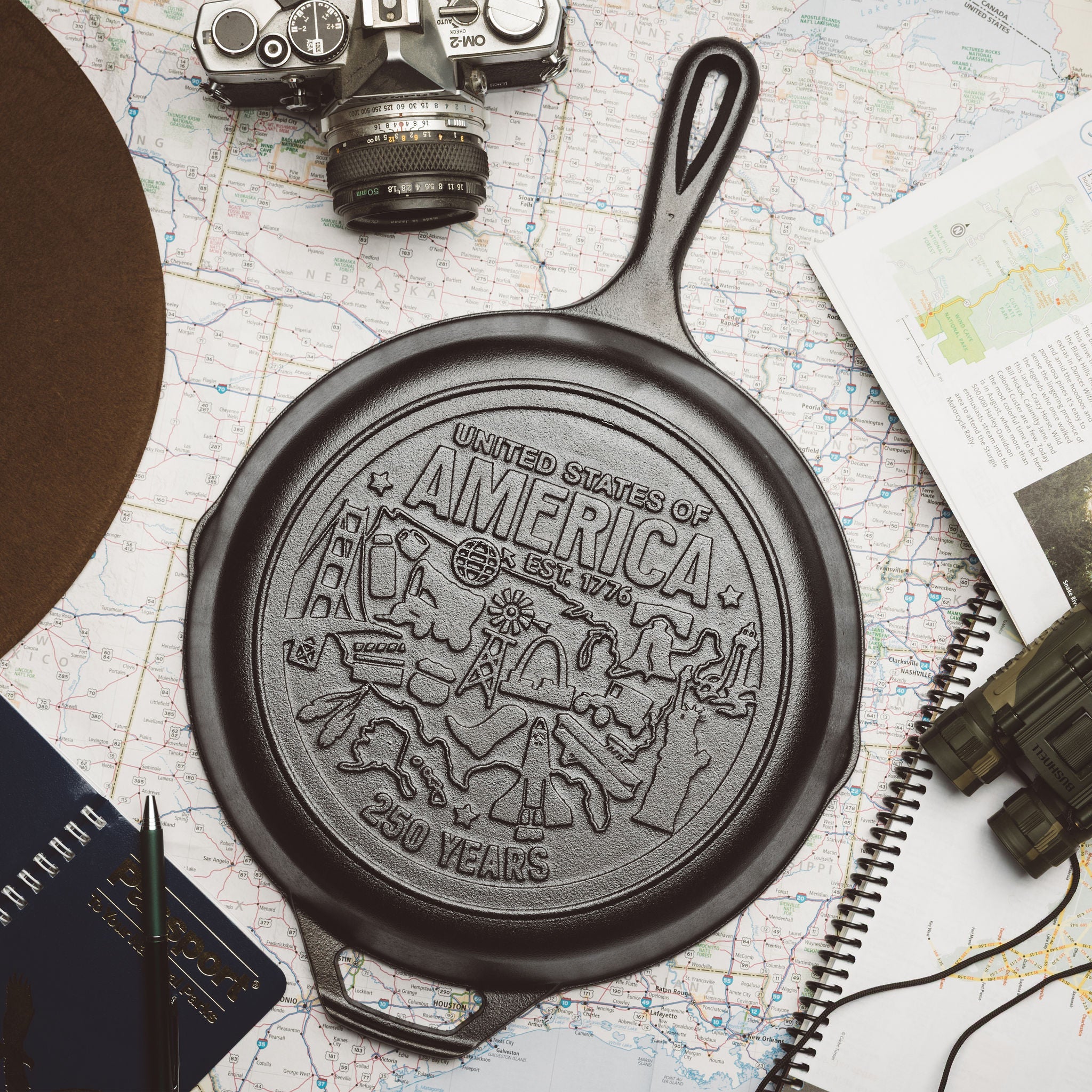 Lodge 10.25 Inch Seasoned Cast Iron Skillet USA Icons