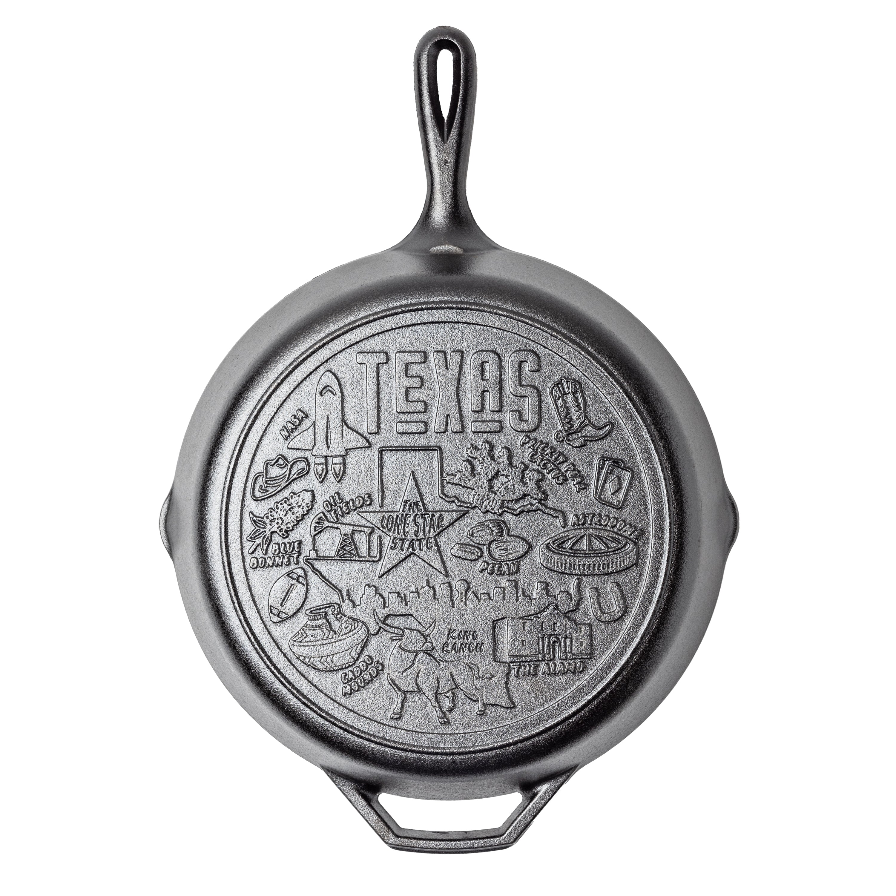 American Road Trip: 12 Inch Seasoned Cast Iron Skillet Texas
