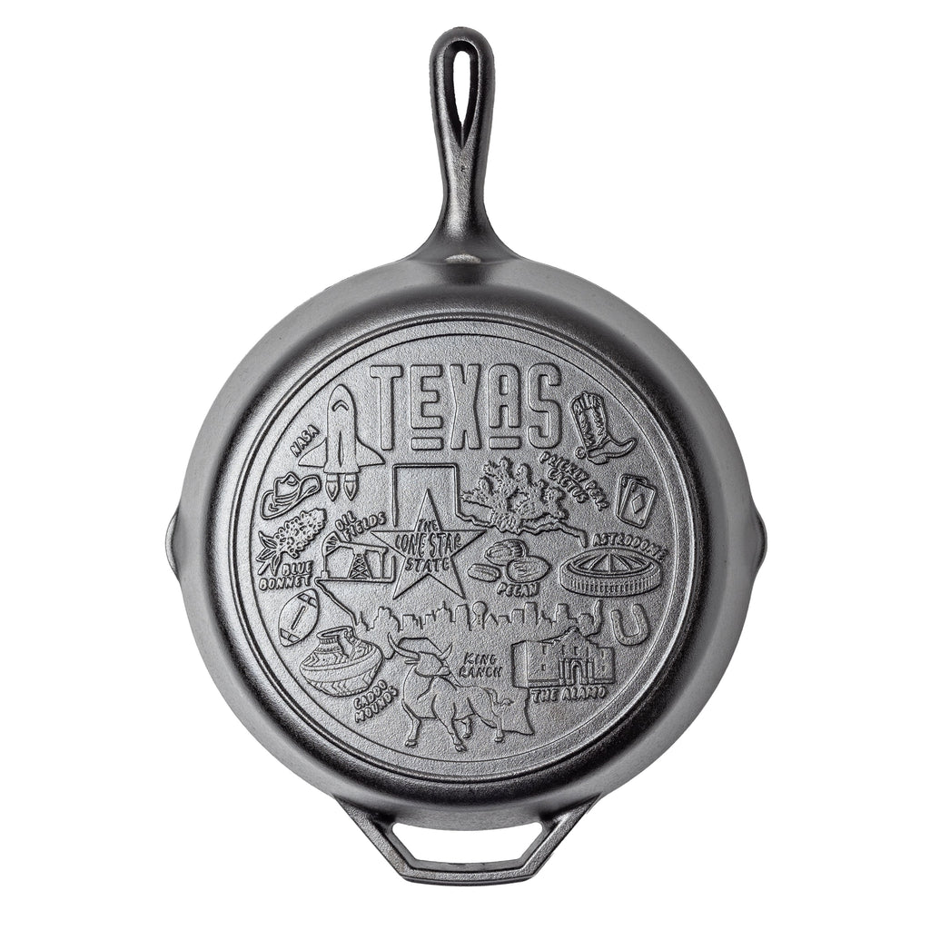 American Road Trip: 12 Inch Seasoned Cast Iron Skillet Texas